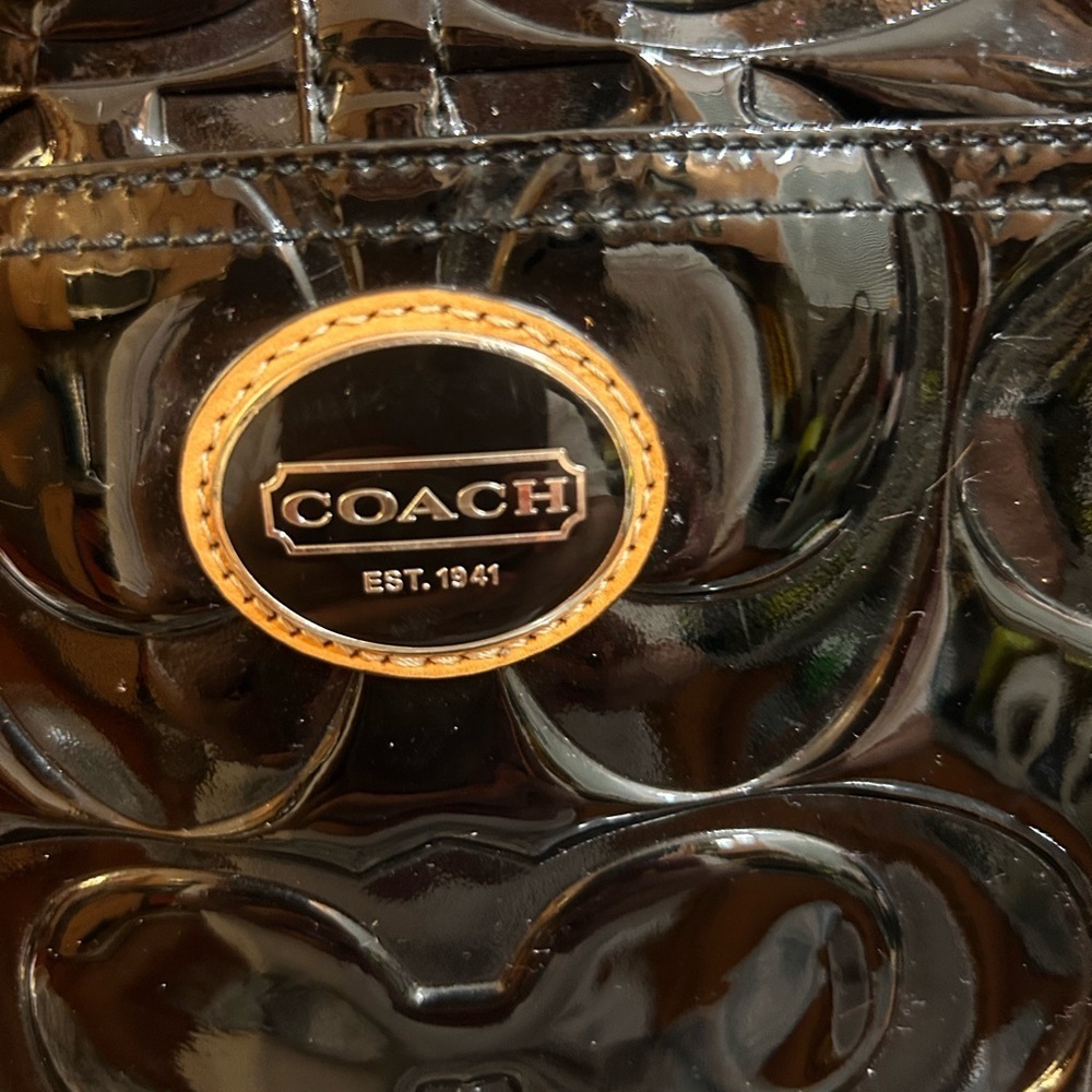 Coach Authentic Peyton Embossed Black Patent Leather Medium Tote F22322 MSRP$298 - Picture 8 of 11